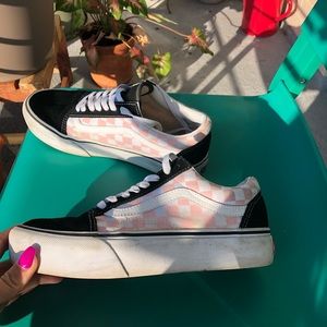 platform pink checkered vans